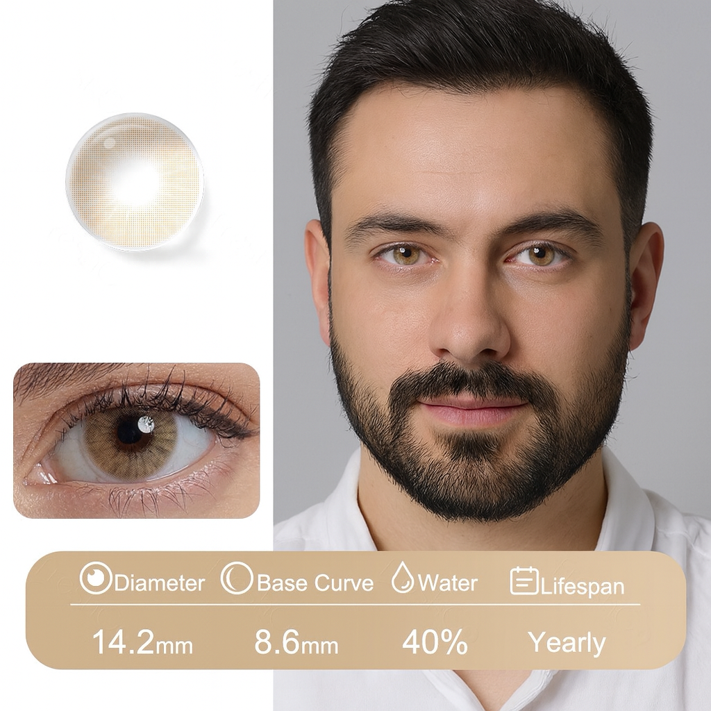 Quartz beige natural contact lenses for men