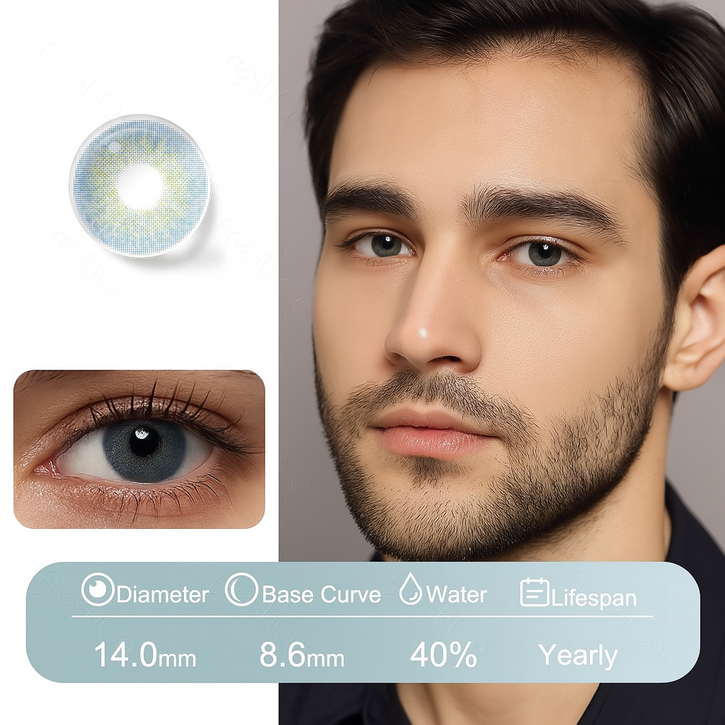 Blue Mountain natural blue contact lenses for men