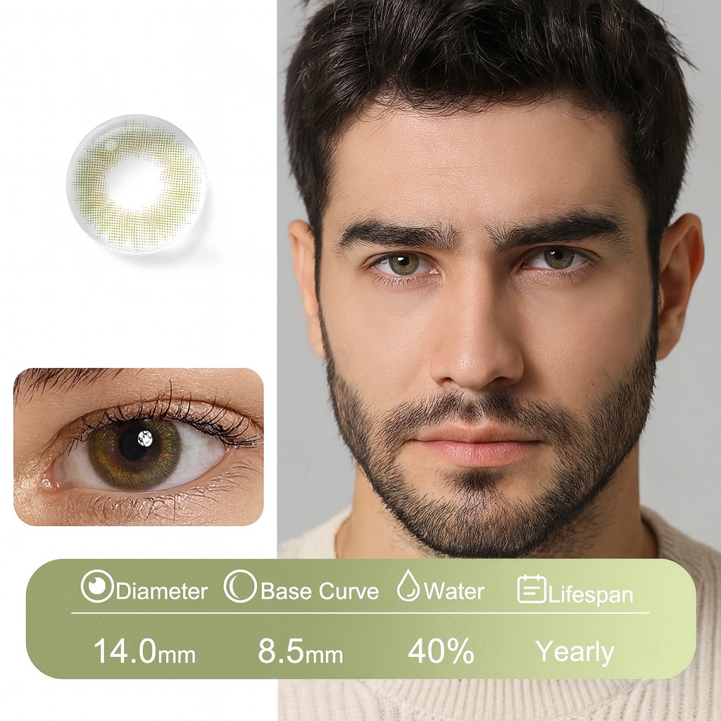 Olive green natural contact lenses for men