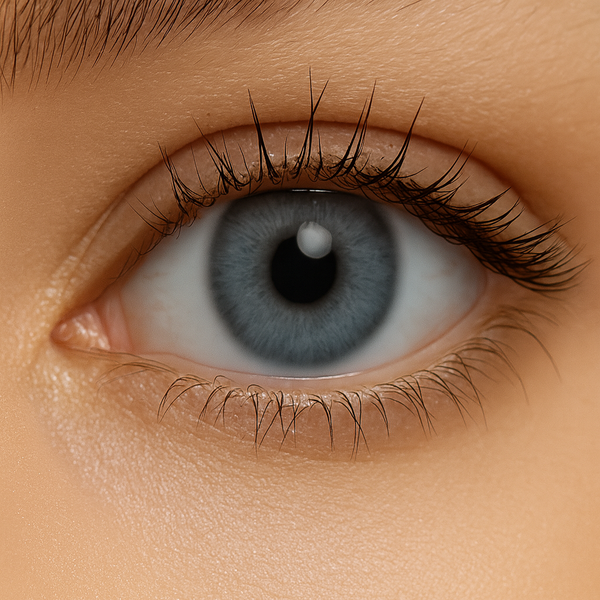 Blue colored contact lenses close-up