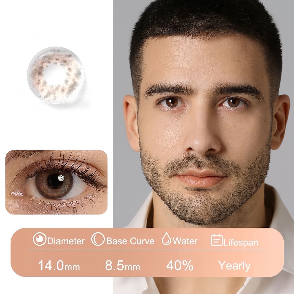 Brown Peach | Fusion Natural Contact Lenses For Men Contact Lenses natura-eyes 14.0mm 8.5 Brown Peach