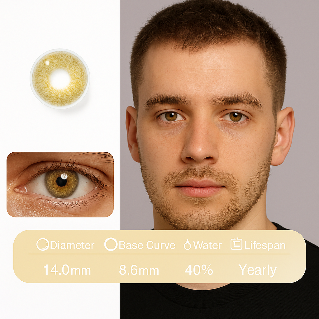 Coffee brown natural contact lenses for men