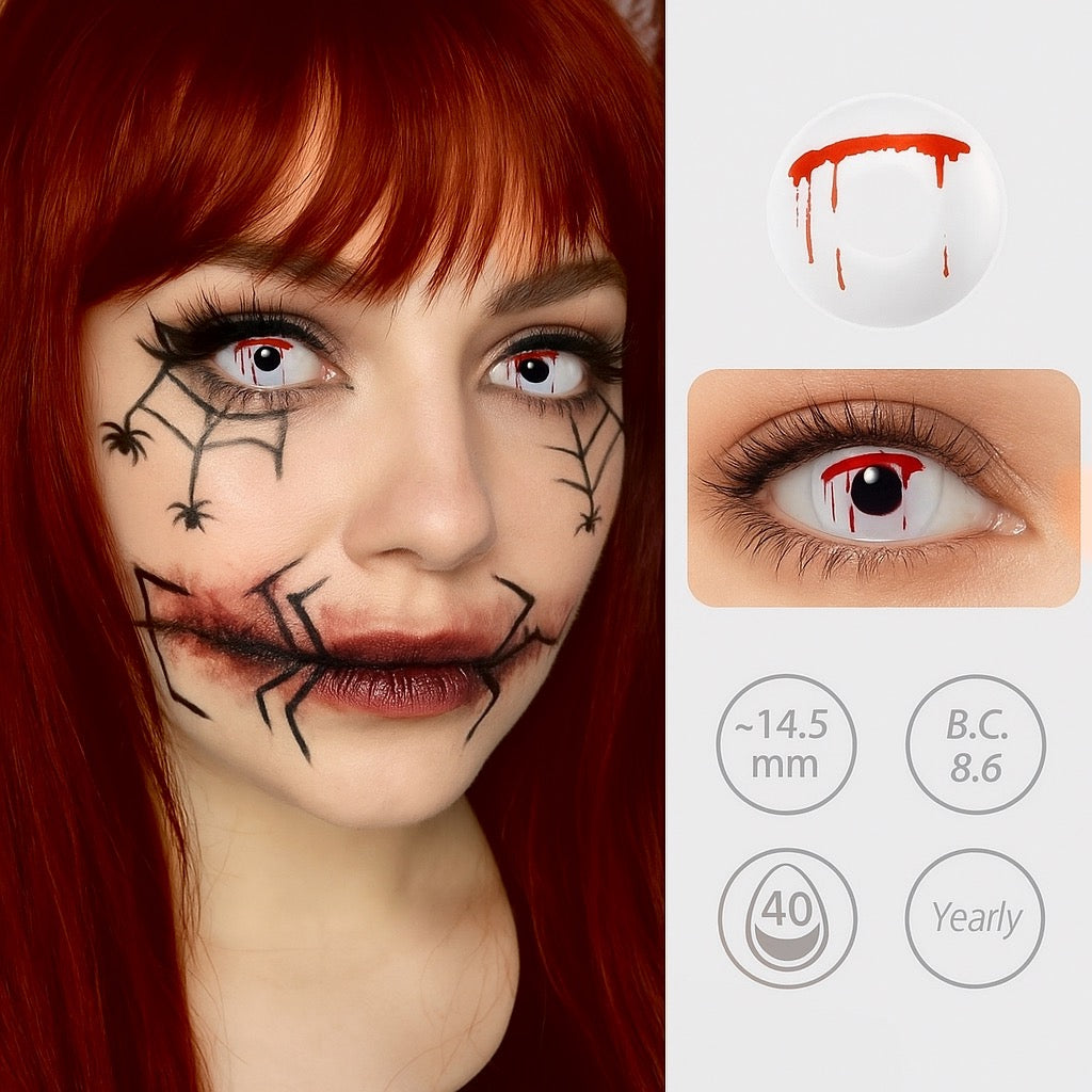 Crimson Slash | White & Red Slashed Halloween Contact Lenses