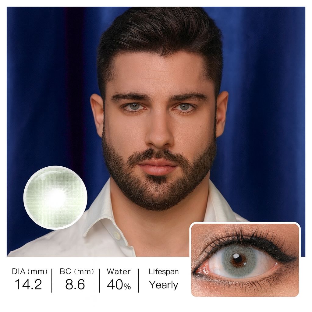 Moon Jade | Fusion Natural Contact Lenses for Men Contact Lenses natura-eyes 14.2mm 8.6 Green-Gray