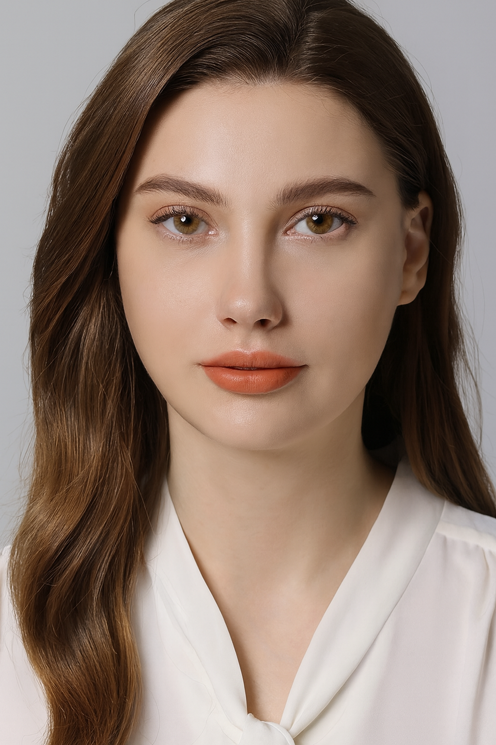 Model wearing Quartz hazel brown contacts for realistic and warm eye enhancement