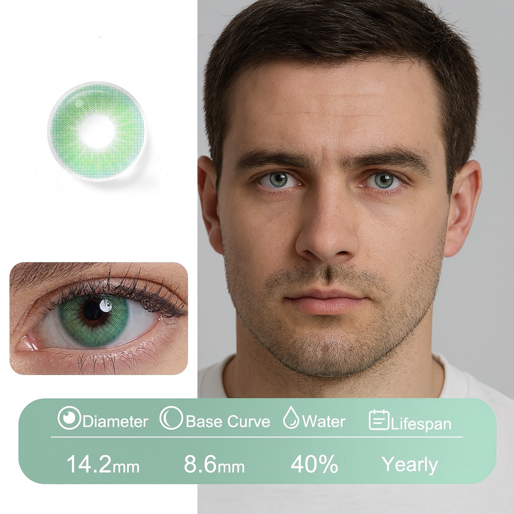 Ruby green natural contact lenses for men
