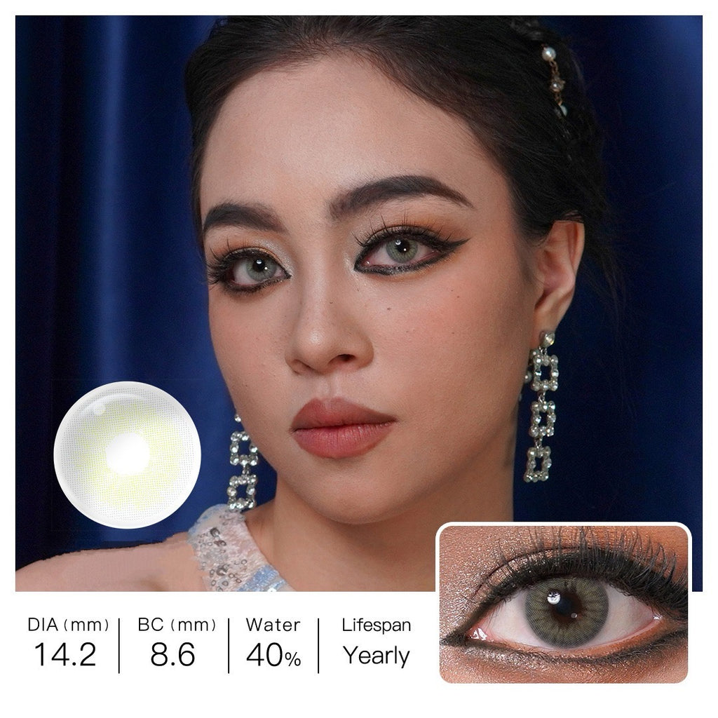 Sage Green colored contact lenses from Velvet Tone Collection with soft muted green shades
