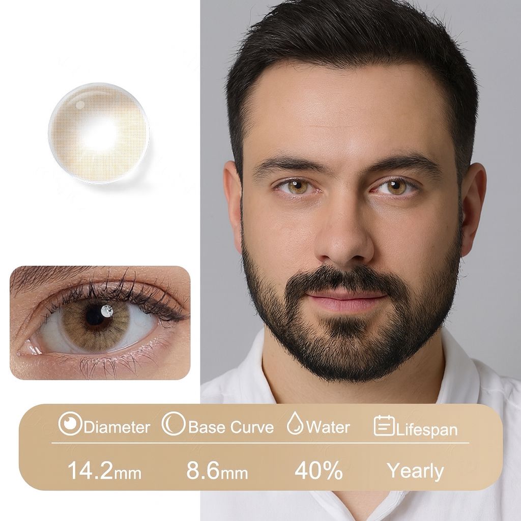 Quartz | Fusion Natural Contact Lenses For Men Contact Lenses natura-eyes 14.2 8.6 Golden-beige