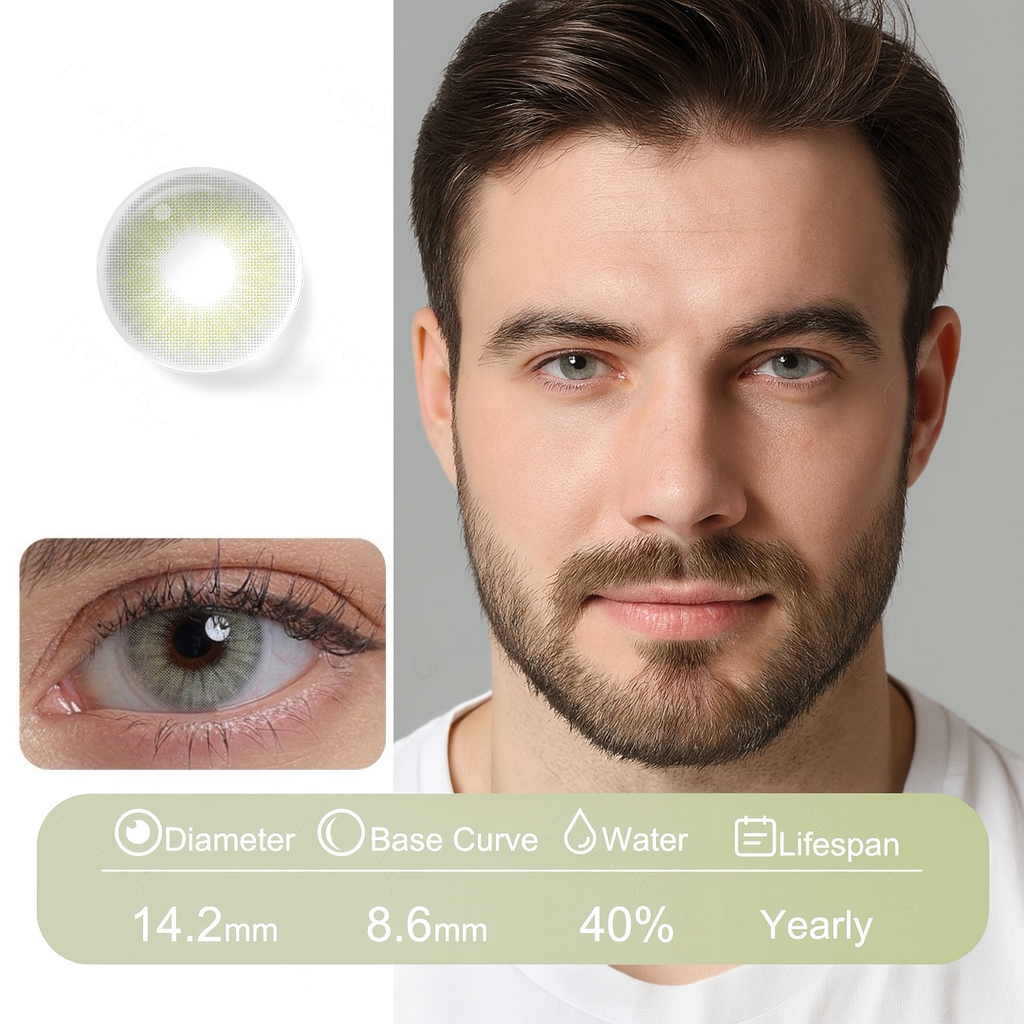 Bora natural green contact lenses for men