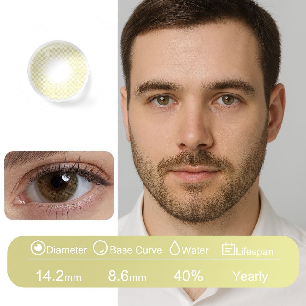 Grizzly | Fusion Natural Contact Lenses for Men Contact Lenses natura-eyes 14.2mm 8.2 Hazel Brown