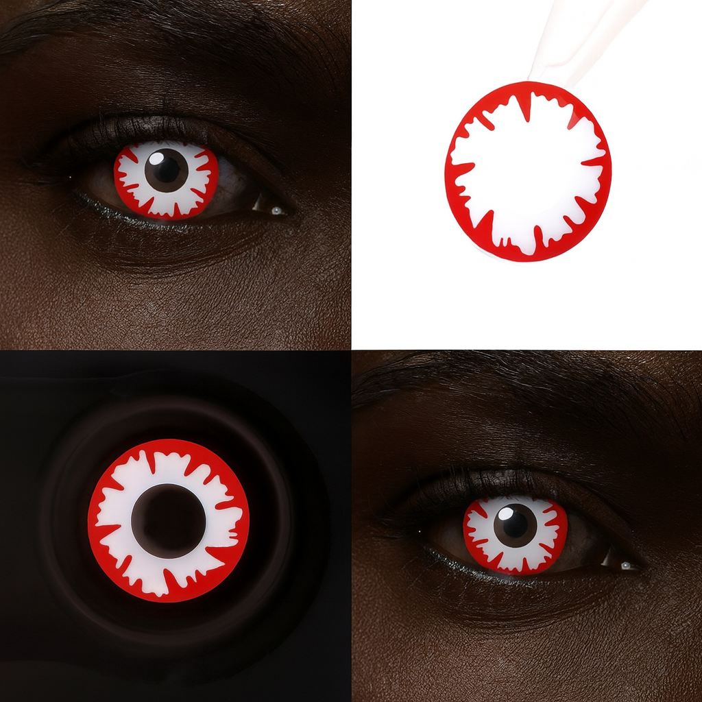 Hellfire Gaze | Fiery Red & White Halloween Contact Lenses