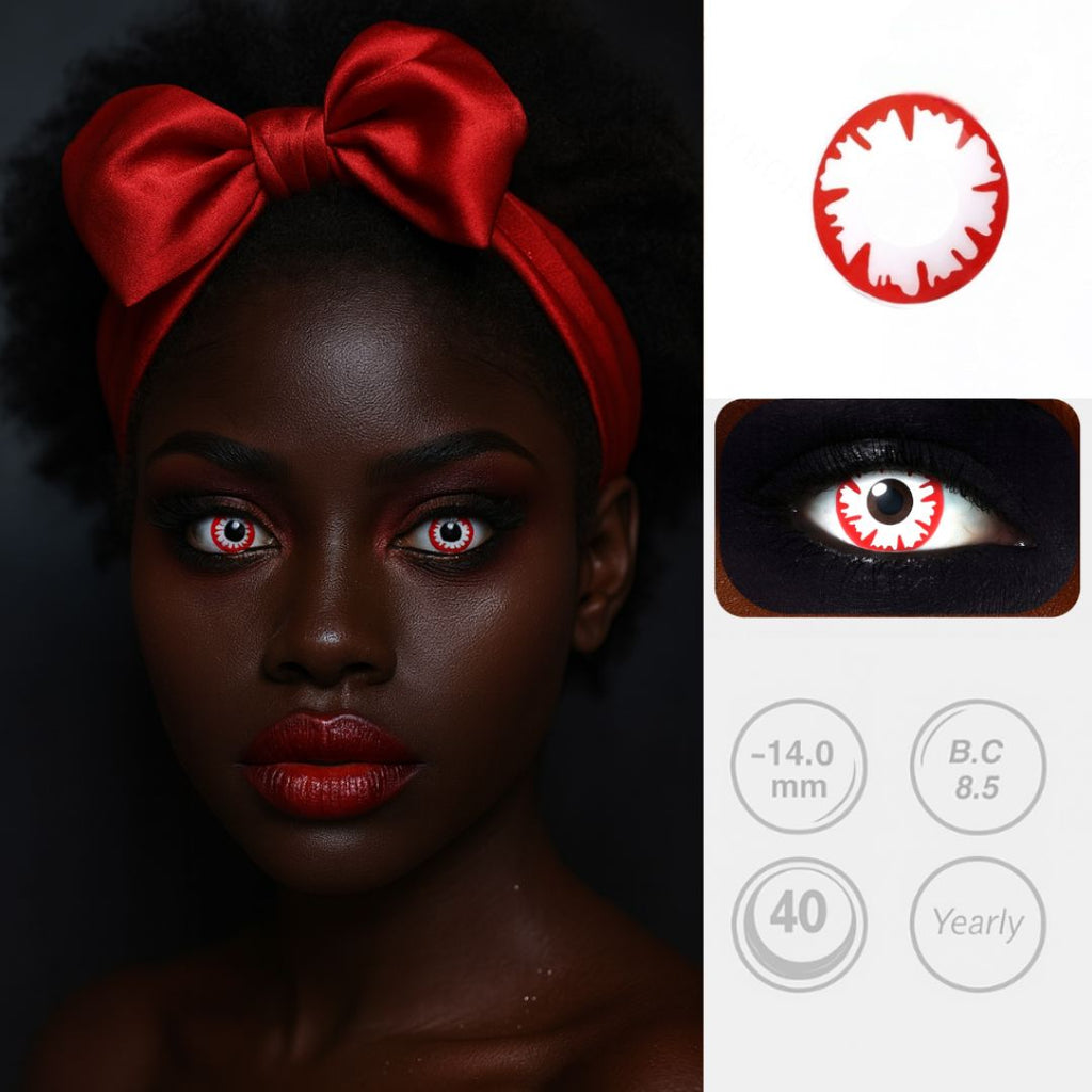 Hellfire Gaze | Fiery Red & White Halloween Contact Lenses Contact Lenses natura-eyes 