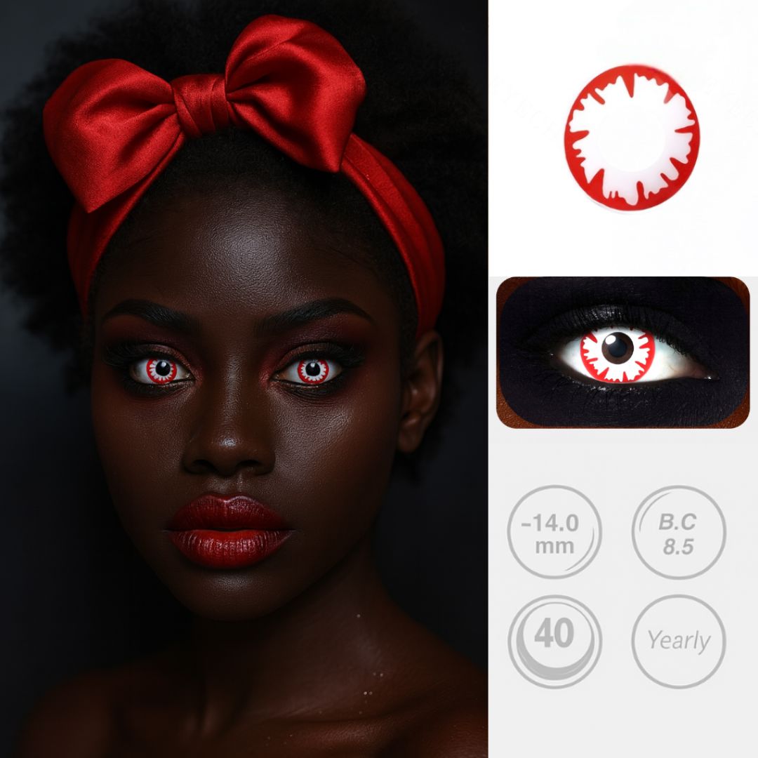 Hellfire Gaze | Fiery Red & White Halloween Contact Lenses Contact Lenses natura-eyes 