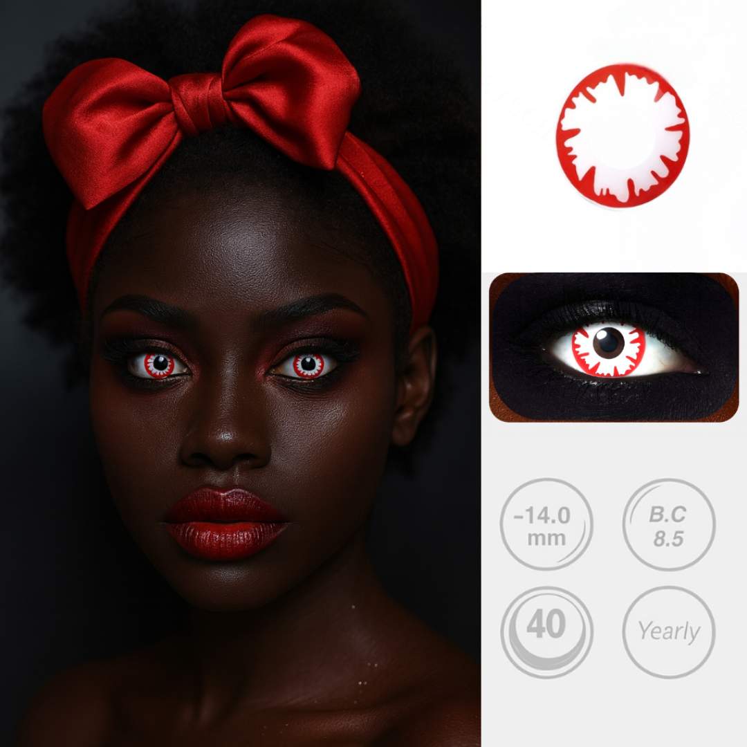 Hellfire Gaze | Fiery Red & White Halloween Contact Lenses