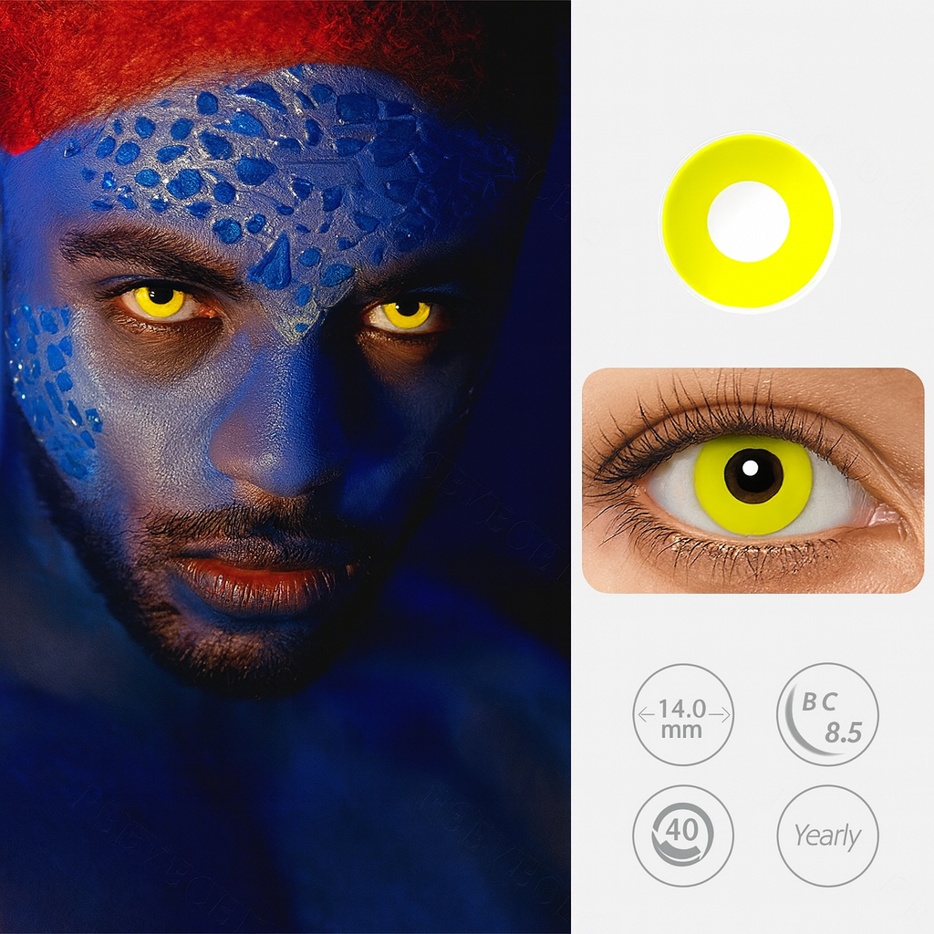 Neon Yellow Eye Contacts for Men | Halloween Contact Lenses For Men