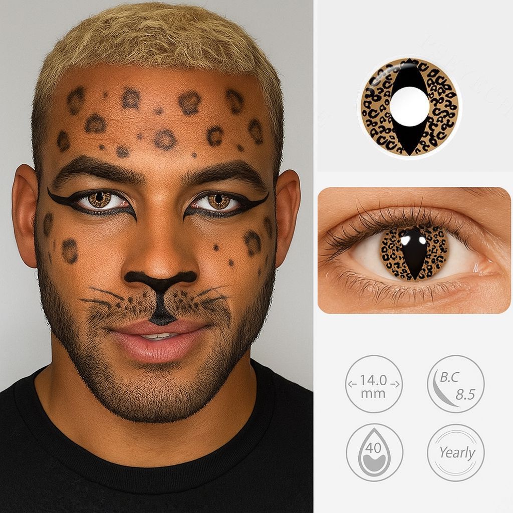 Leopard Vision | Halloween Contact Lenses For Men Contact Lenses natura-eyes 14.0mm 8.5 Yellow And Black