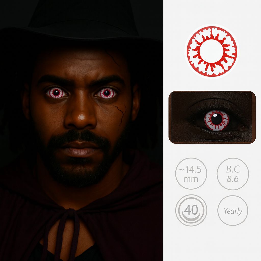 Scarlet Hex | Halloween Contact Lenses For Men Contact Lenses natura-eyes 14.6 8.6 Red