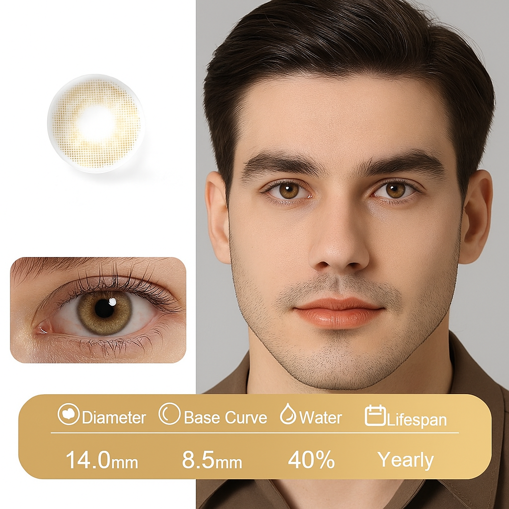 Lynx golden brown natural contact lenses for men