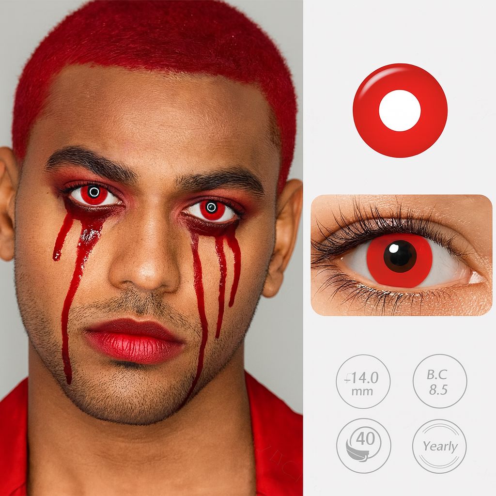 Red Toxic | Halloween Contact Lenses For Men Contact Lenses natura-eyes 14.0mm 8.5 Red