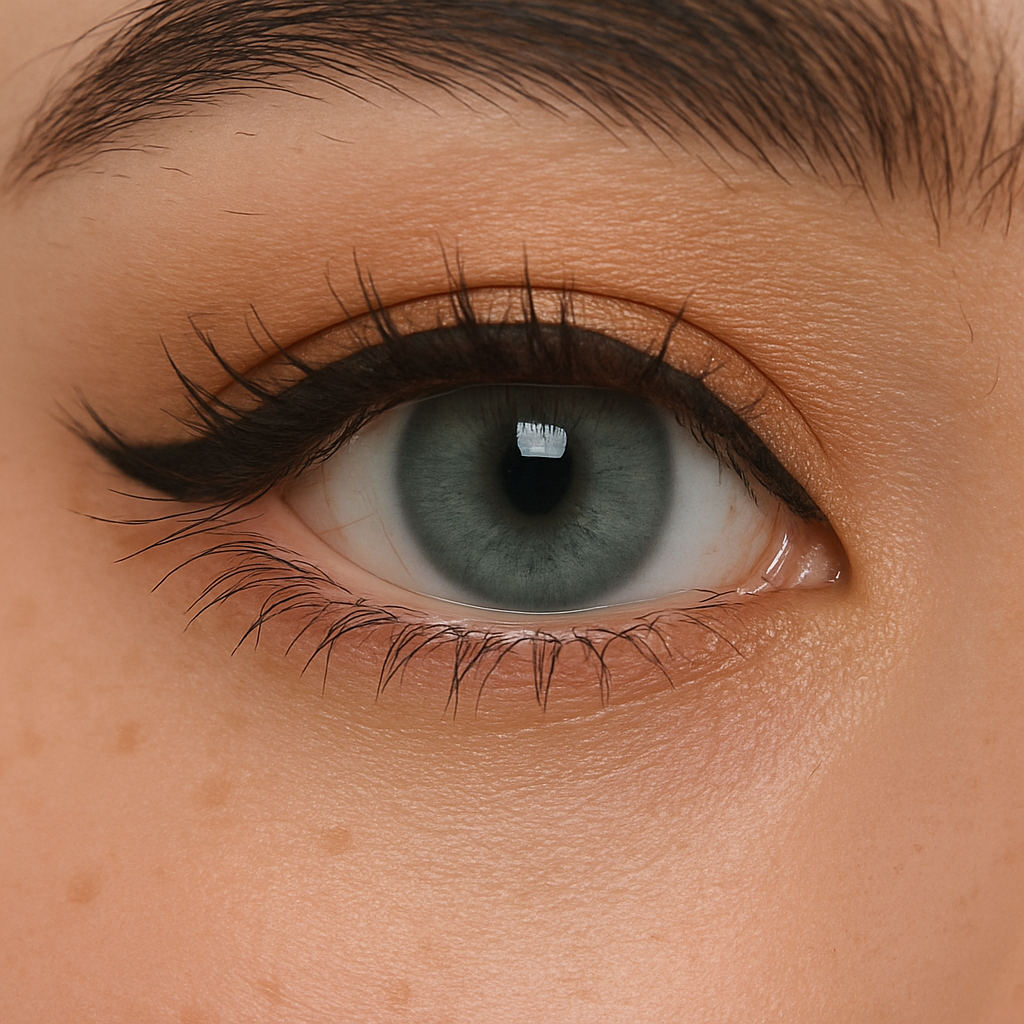 Close-up of Ocean green contact lenses with ocean-inspired shades of emerald and jade