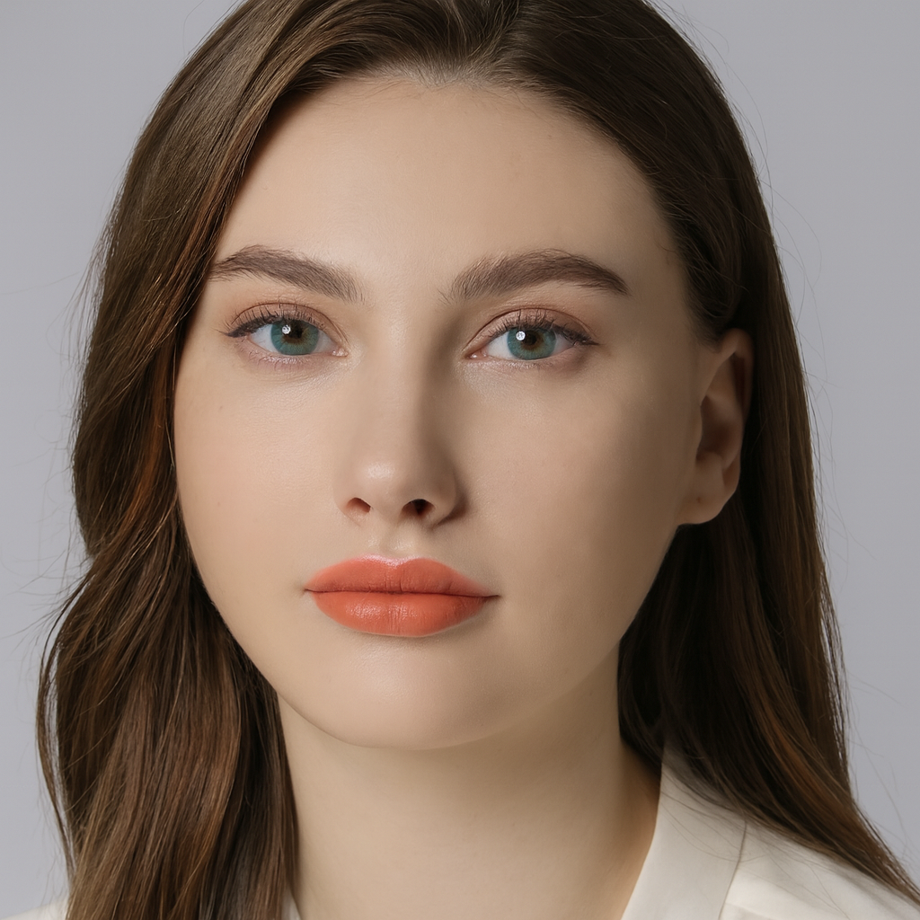 Model wearing Aquamarine green lenses with vibrant yet subtle natural effect