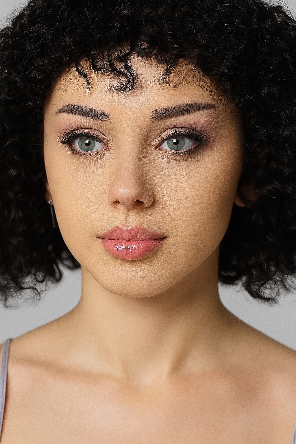 Model wearing Riviera green contacts for a bright and captivating eye transformation