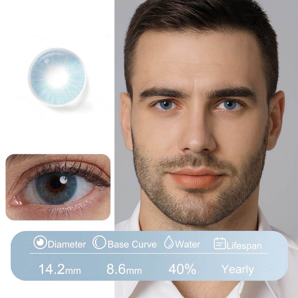 Saphir | Fusion Natural Contact Lenses for Men Contact Lenses natura-eyes 14.2mm 8.6 Saphir Blue