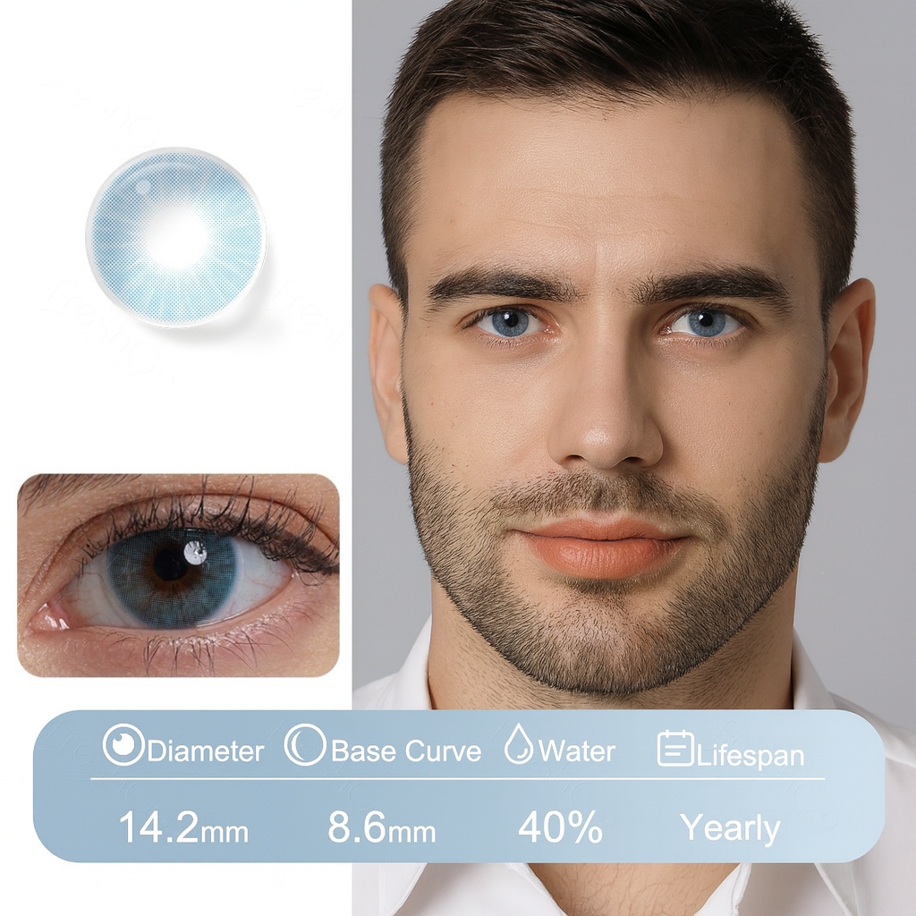 Saphir blue natural contact lenses for men