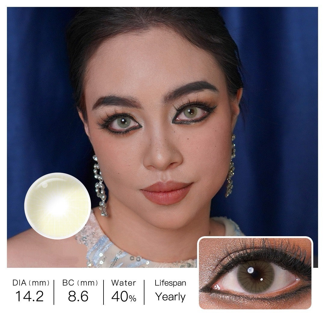 Oasis green colored contact lenses from Velvet Tone Collection with soft yet vibrant  hazel tones