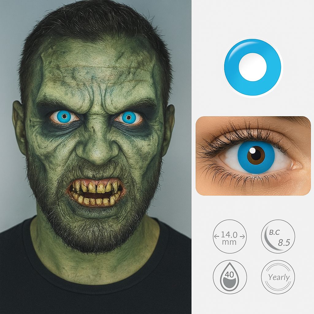 Blue Toxic | Halloween Contact Lenses For Men Contact Lenses natura-eyes 14.0mm 8.5 Blue