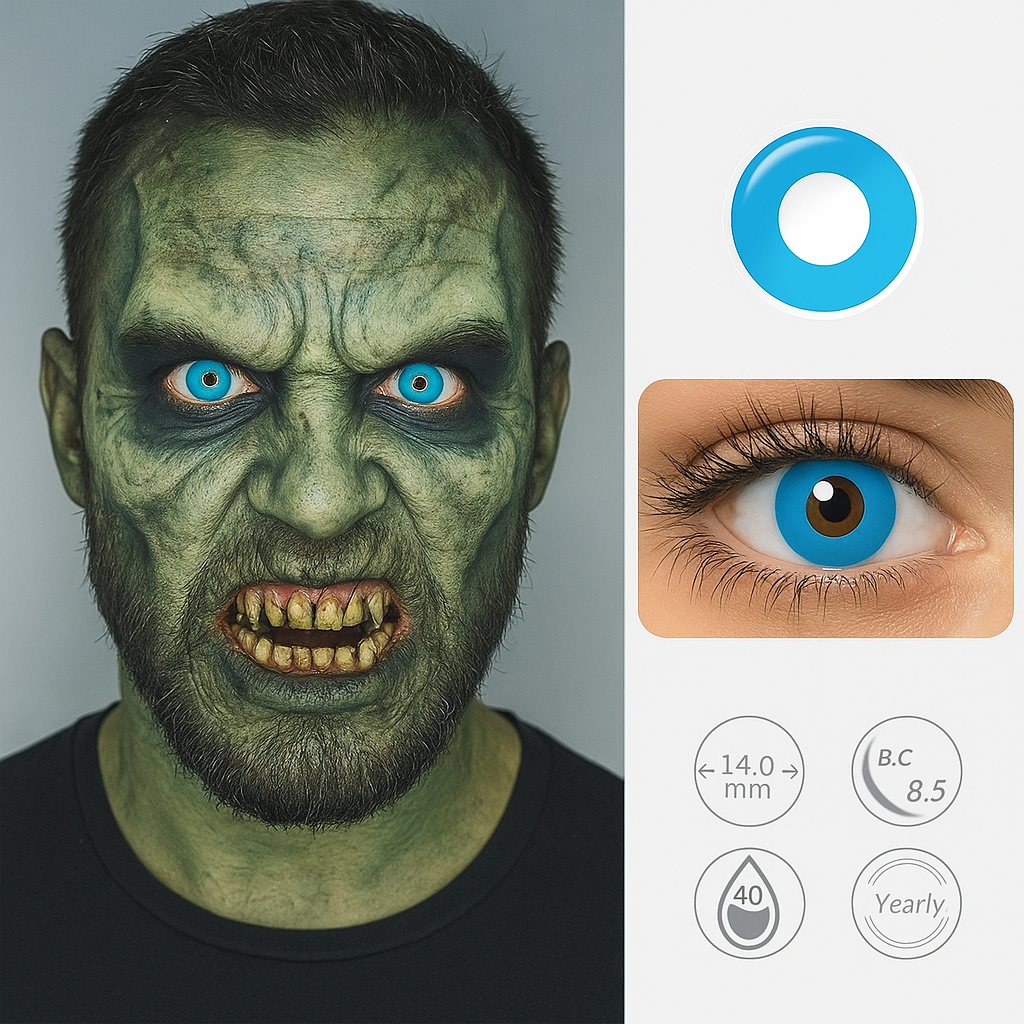 Blue Toxic Halloween contact lenses for men