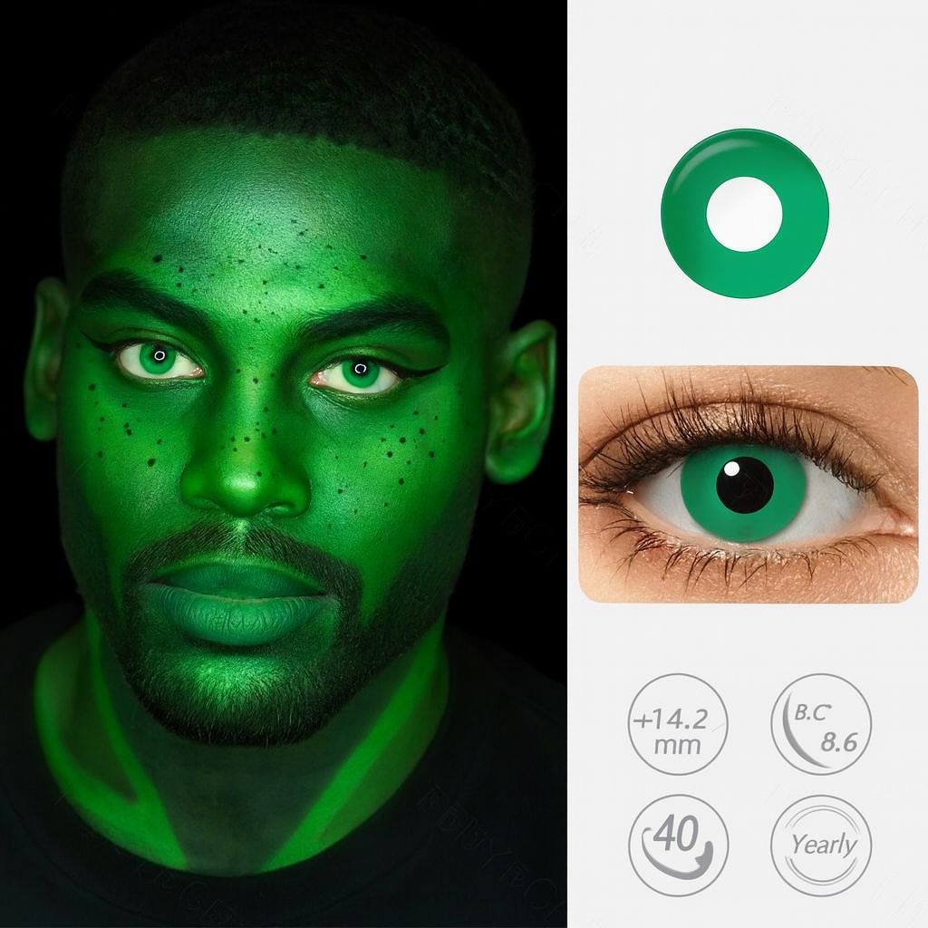 Green Toxic | Halloween Contact Lenses For Men Contact Lenses natura-eyes 14.2mm 8.6 Green