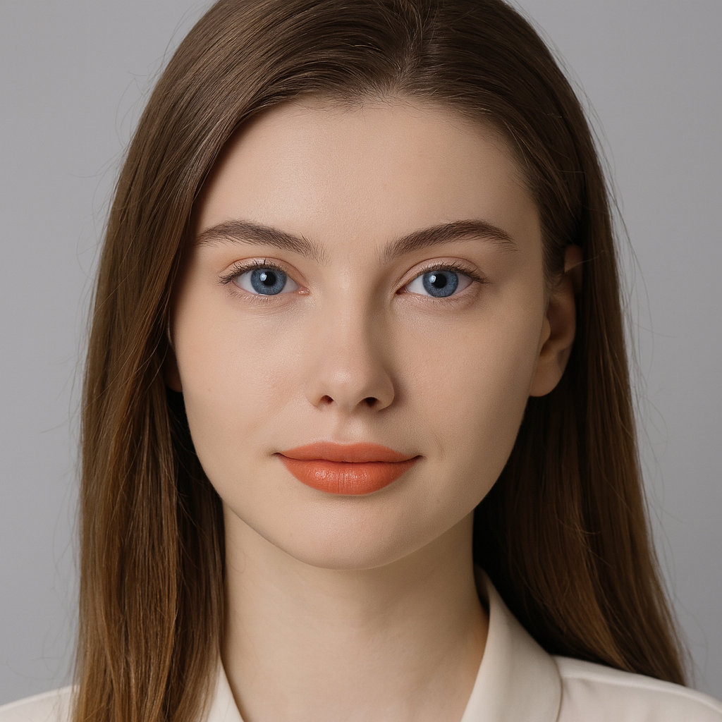 Model wearing Saphir blue contact lenses with natural yet striking effect