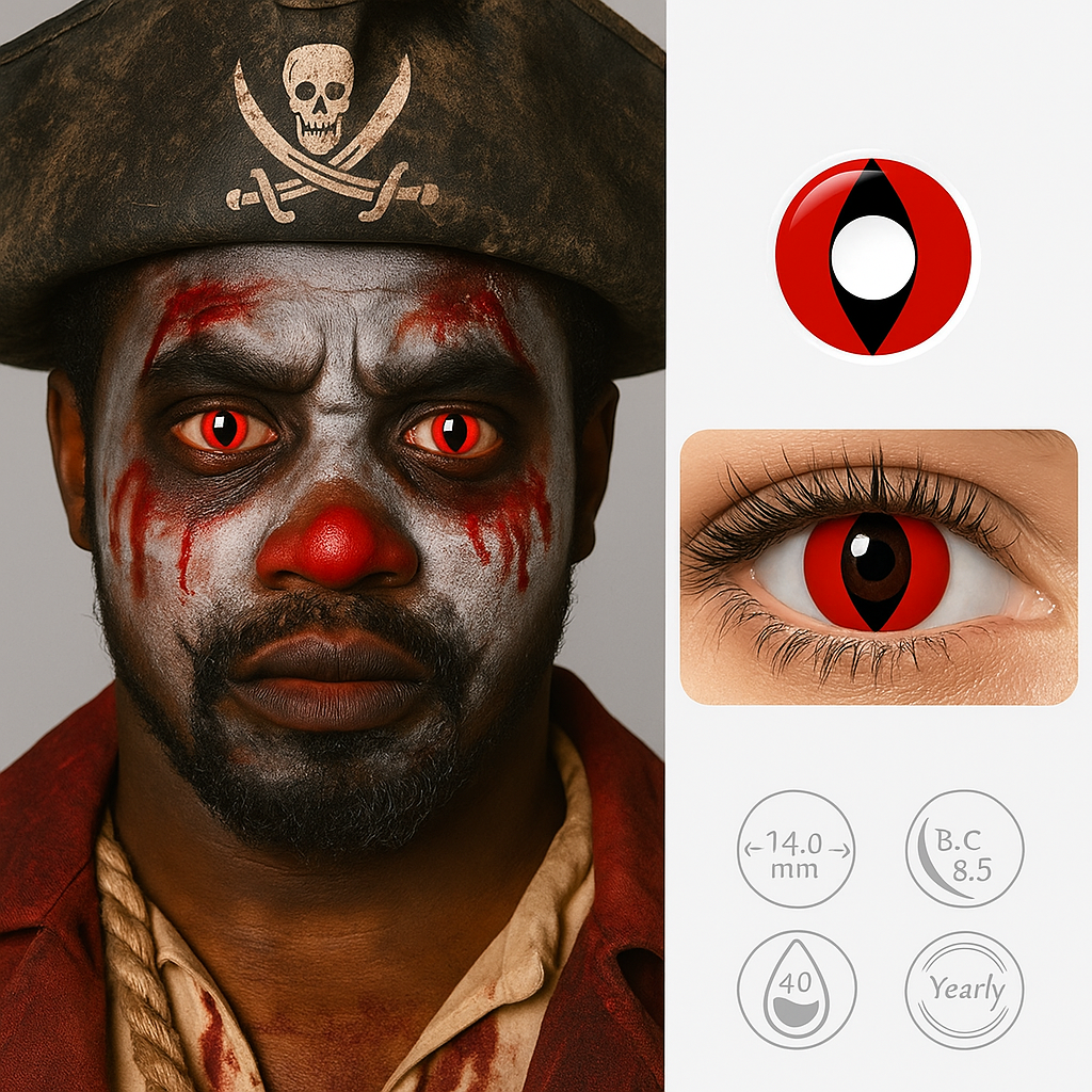 Red Demon Eye Contacts with Vertical Slit | Halloween Contact Lenses For Men
