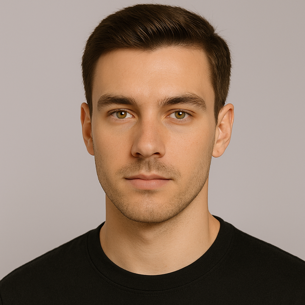 Golden-brown realistic contact lenses for men