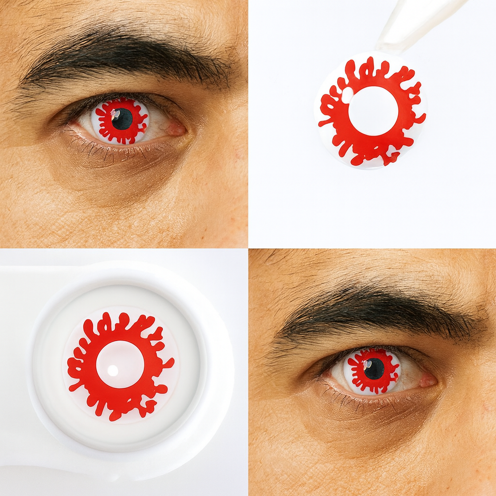 Scary Demon Red Splatter Contacts | Halloween Contact Lenses For Men