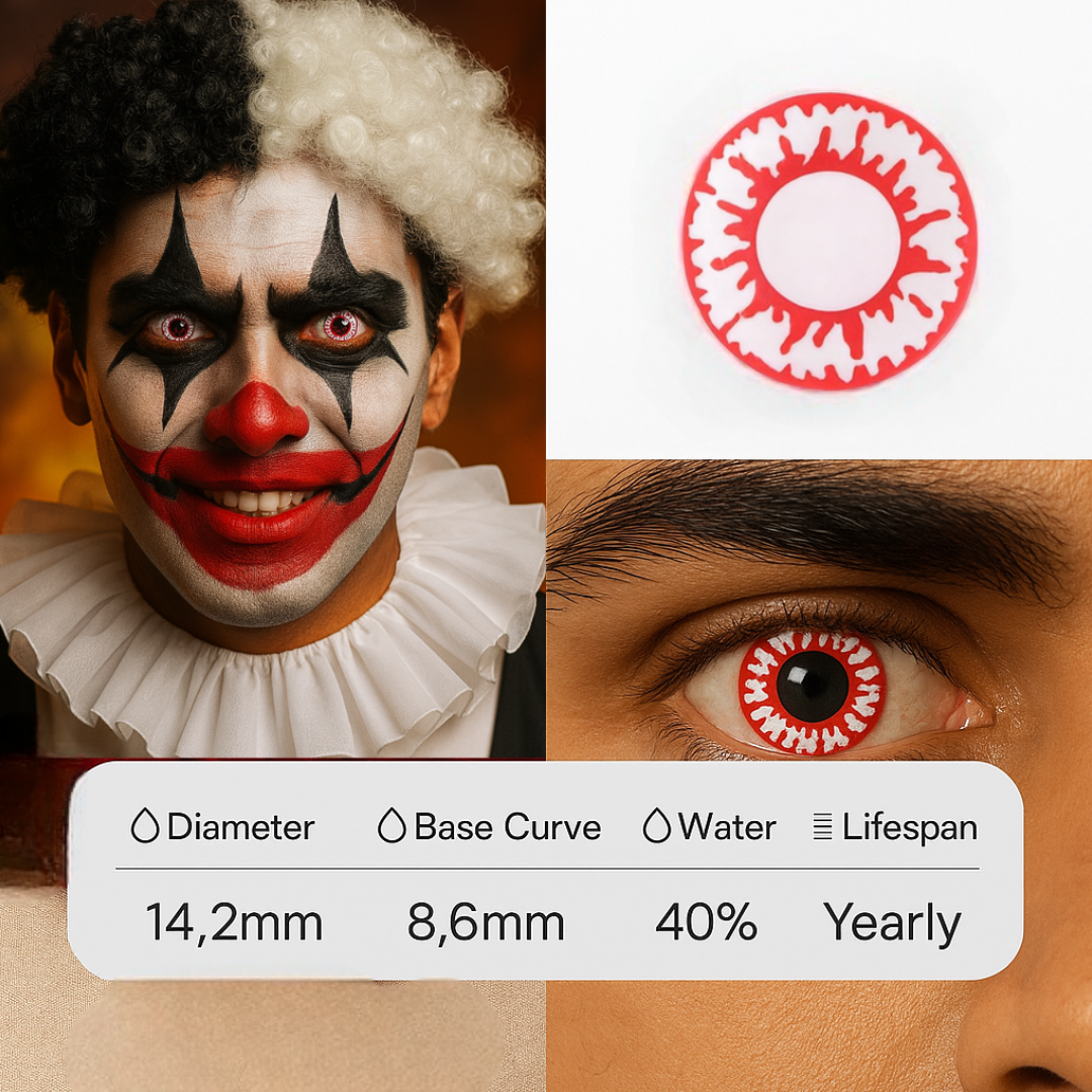 White and Red Cursed Contact Lenses | Halloween Contact Lenses For Men