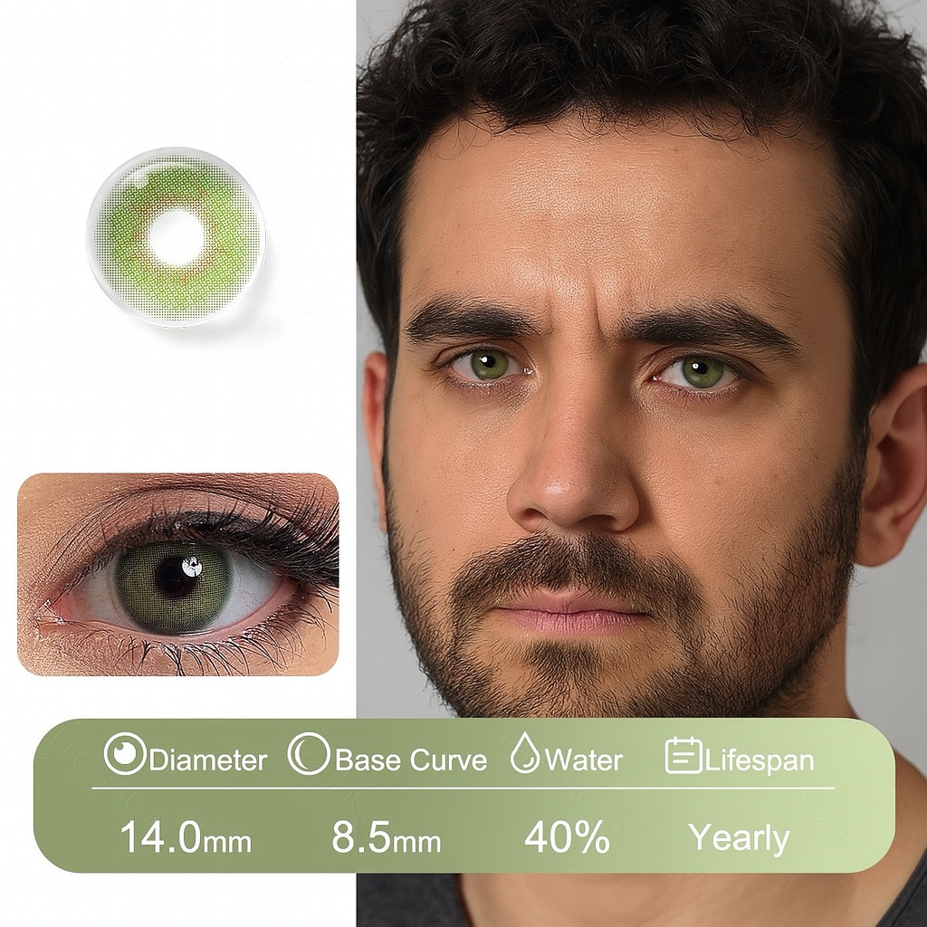 Fidjii Green natural contact lenses for men
