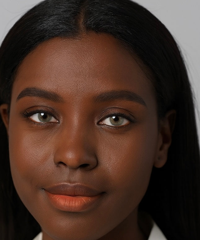 Model wearing Jade light green contacts for subtle yet luminous eye enhancement
