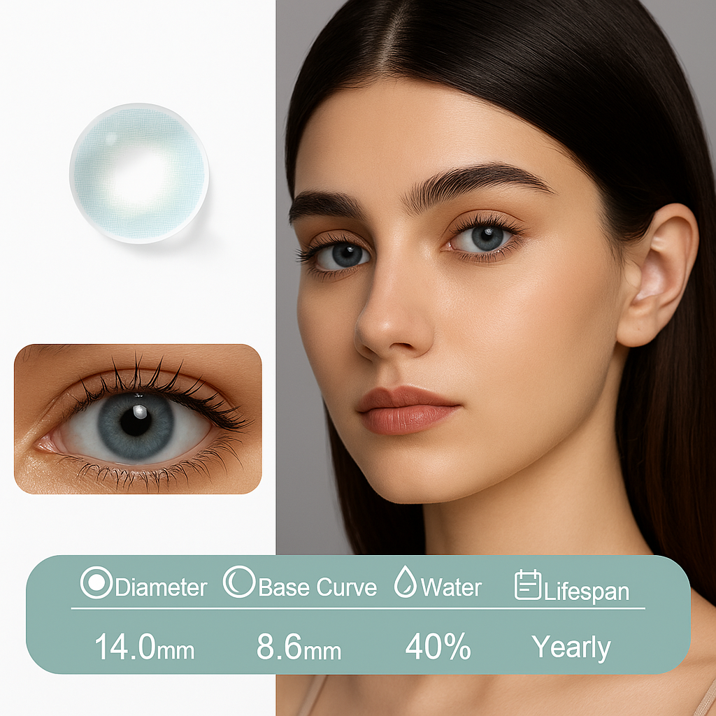 Natura Eyes Blue Tropical blue contact lenses for an exotic, tropical-inspired eye style
