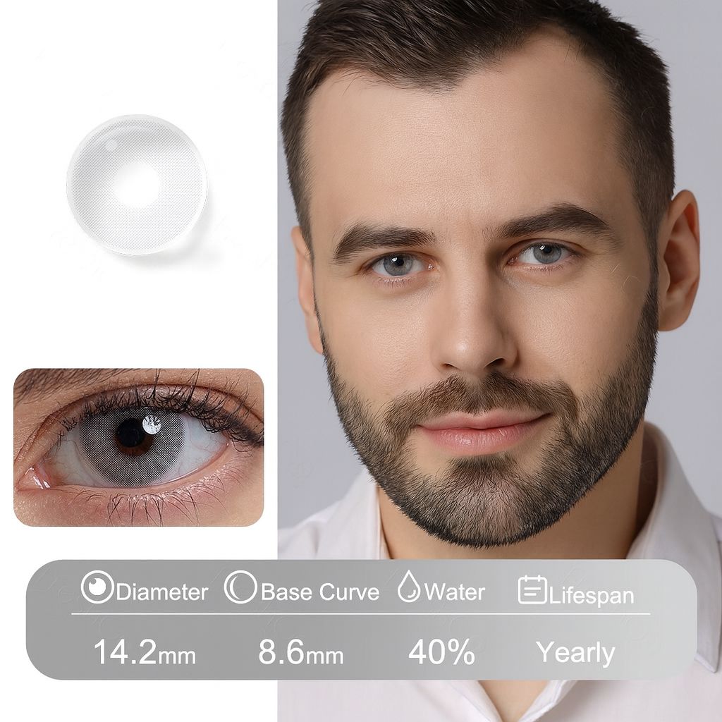 Diamond | Fusion Natural Contact Lenses for Men Contact Lenses natura-eyes 14.2mm 8.6 Diamond Gray