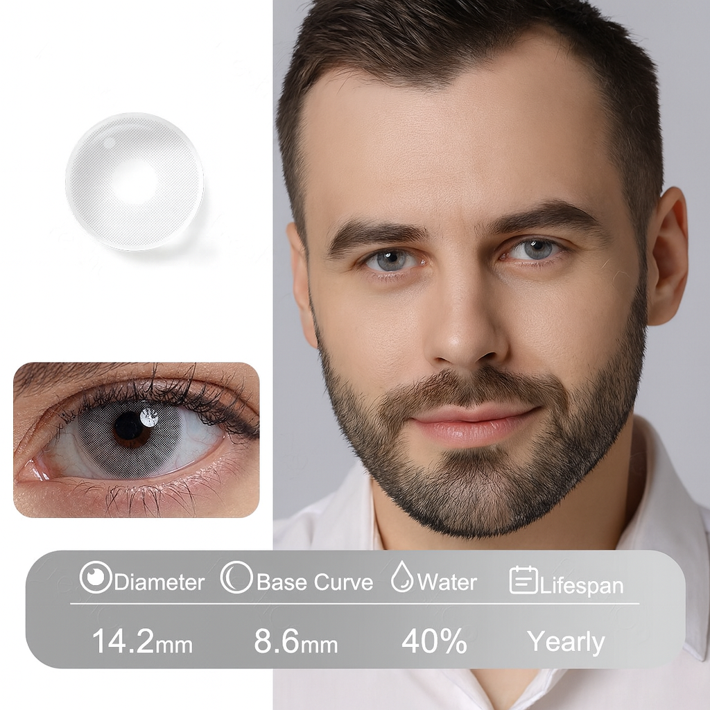 Diamond gray contact lenses for men