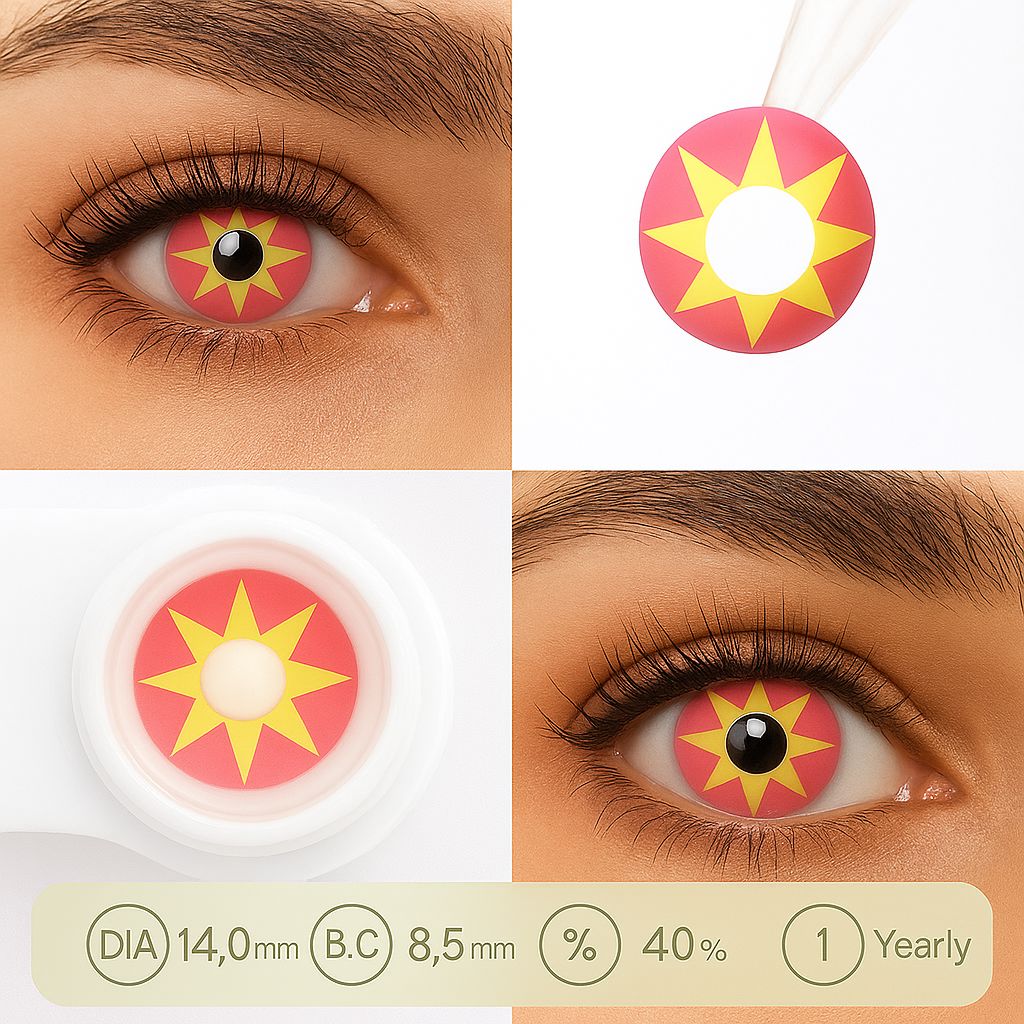 Star Queen | Pink and Yellow Colored Halloween Contact Lenses Contact Lenses natura-eyes 14.0mm 8.5 Pink & Yellow