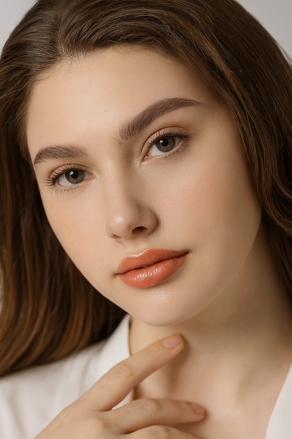 Model wearing Frozen light blue contacts for a striking natural eye transformation