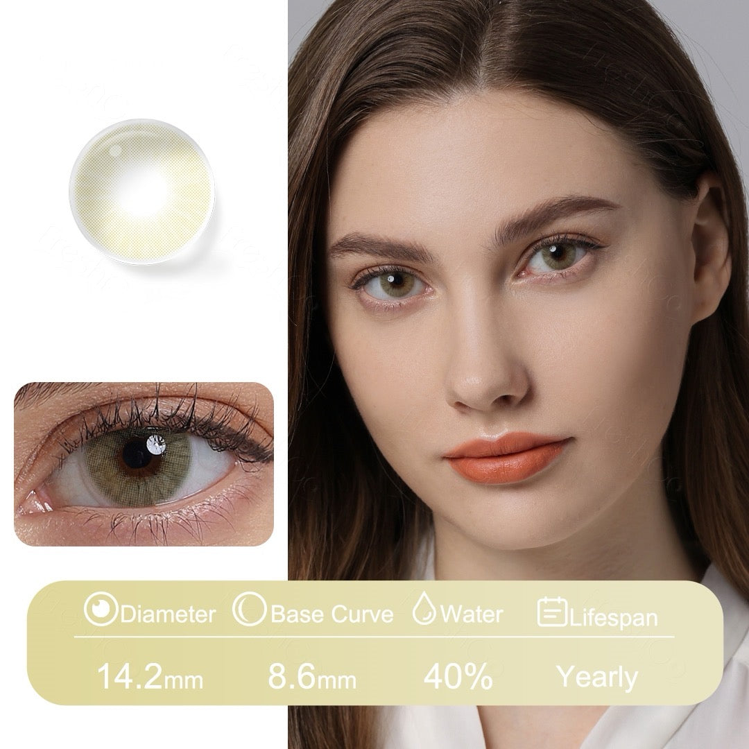 Hazel green contact lenses with a natural, realistic blend—designed for comfort, durability, and seamless color integration