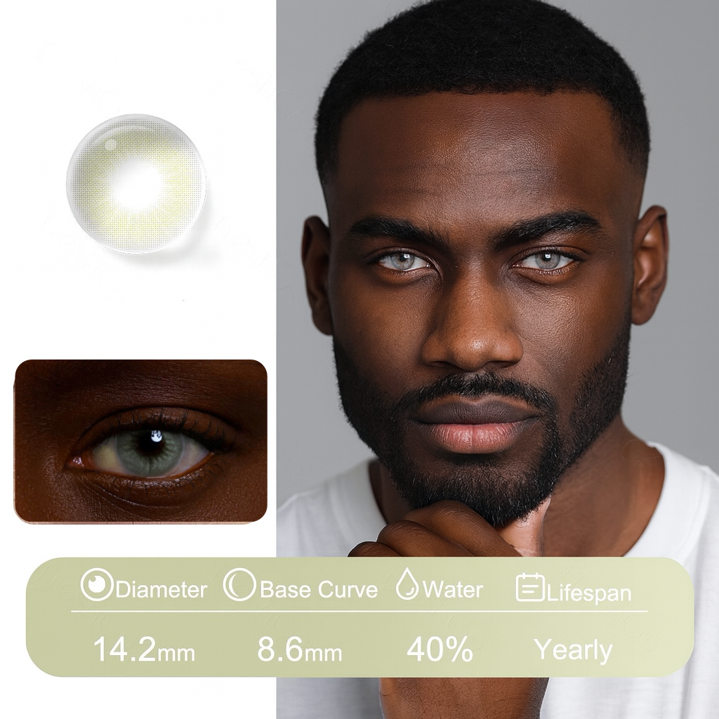 Jade green natural contact lenses for men
