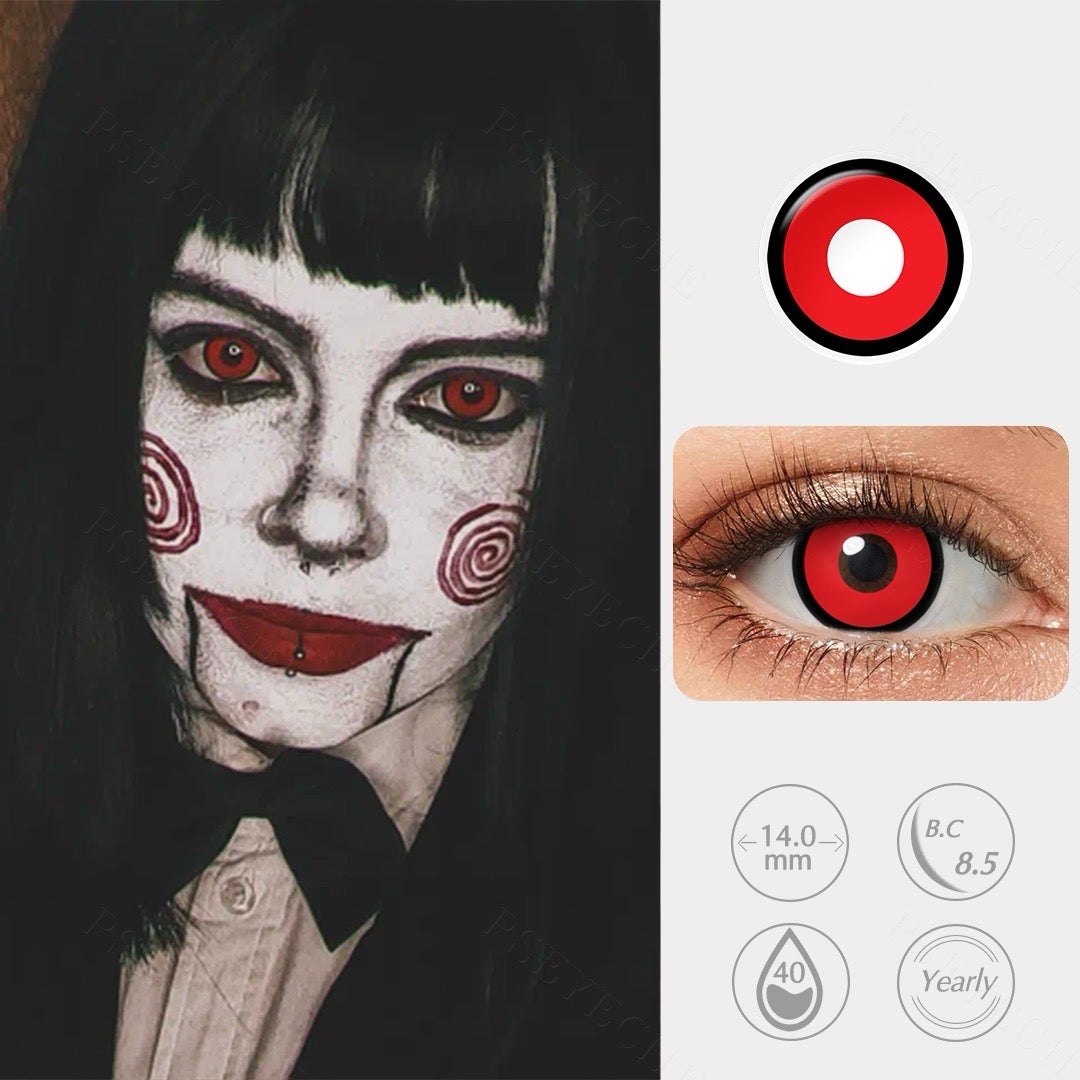 Model wearing Infernal Halo lenses for a dramatic and mysterious cosplay look