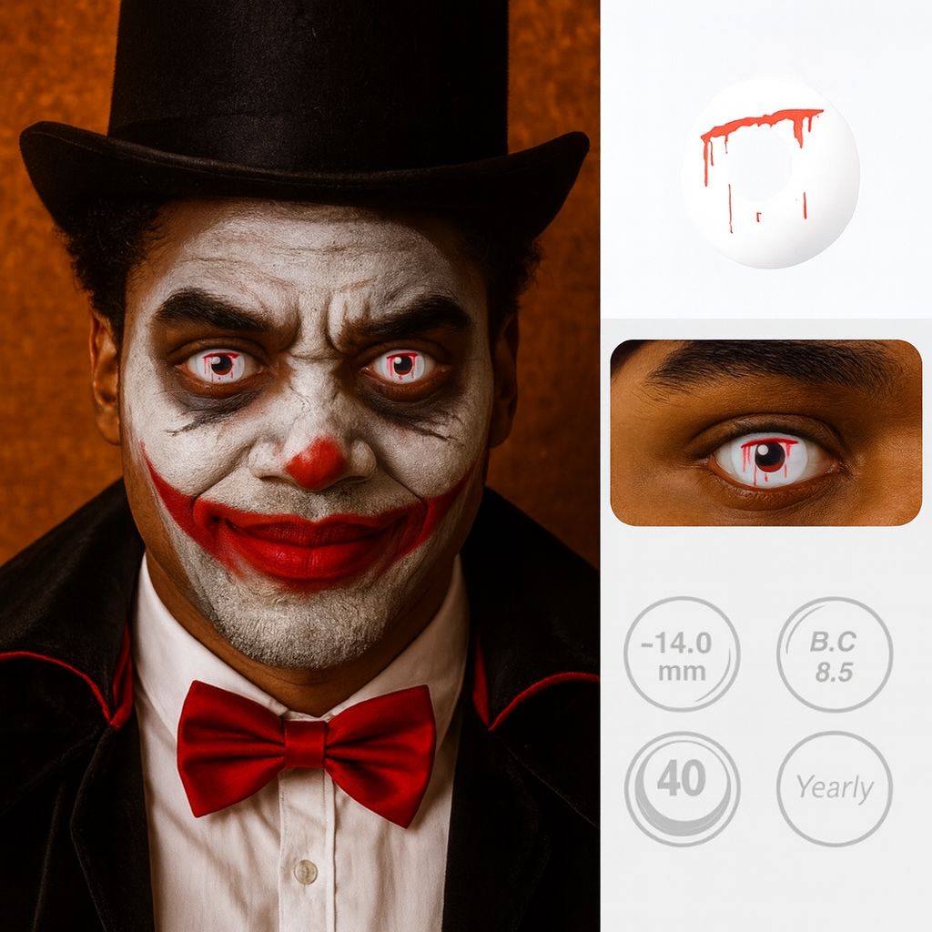 Blood Splash | Halloween Contact Lenses For Men Contact Lenses natura-eyes -14.0mm 8.5 Red And White